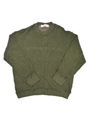 Eckhaus Latta Fleece Sweatshirt in Khaki Green